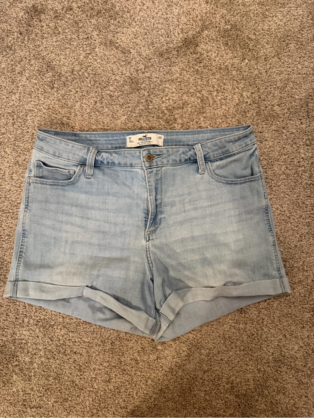 Hollister Light Wash Cuffed Denim Shorts